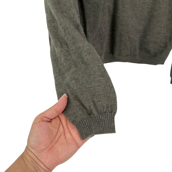 Brooks 346 Mens Fine Italian 100% Merino Wool V-Neck Sweater SZ L Olive Green - Picture 9 of 11